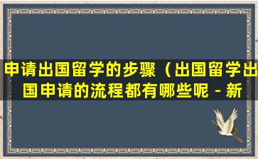 申请出国留学的步骤（出国留学出国申请的流程都有哪些呢 - 新航道前程留学）
